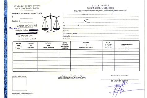 Le casier judiciaire des personnes étrangères coûte 10 000F CFA