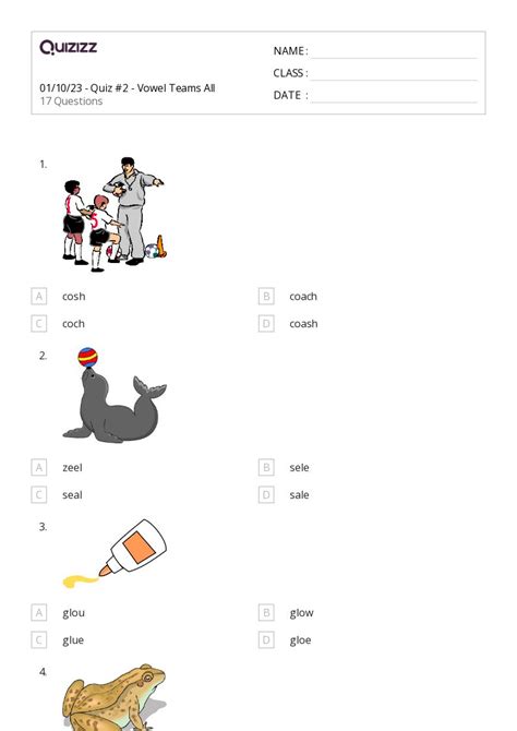 50 Vowel Teams Worksheets For Kindergarten On Quizizz Free And Printable