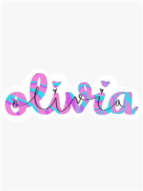 Calligraphy Olivia Name Sticker Sticker By Ashygs Redbubble