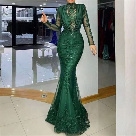 Ericdress Floor Length Long Sleeves Trumpet Mermaid High Neck Evening