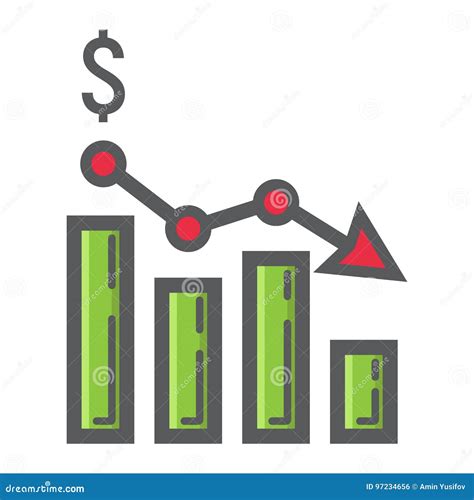 Declining Graph Filled Outline Icon Business Stock Vector