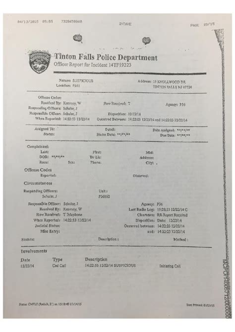 Pdf Tinton Falls Alleged Threat Police Report Dokumentips