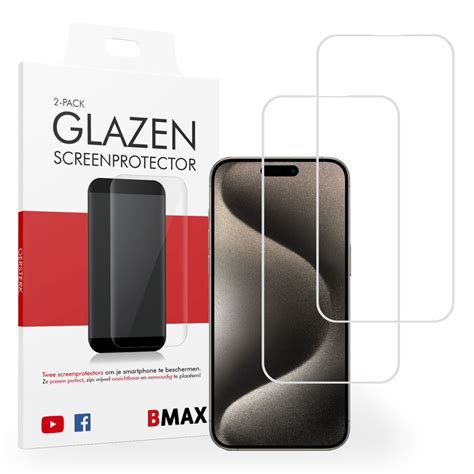 Screenprotector iPhone 15 Pro kopen? | 2-pack | BMAX