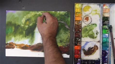 How To Paint Waterfall In Watercolor Painting Demo By Javid Tabatabaei