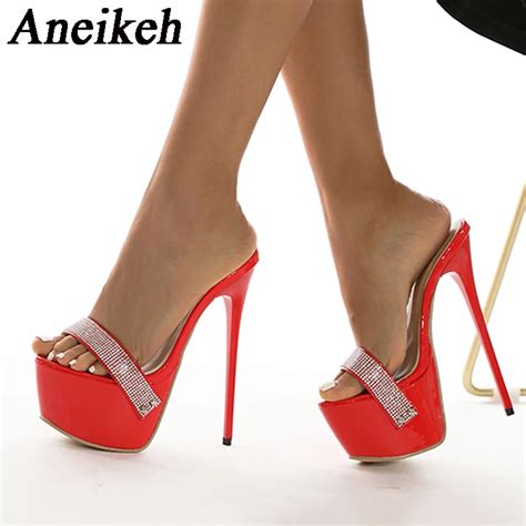 Aneikeh Sexy Bling Platforma Wysokie Sanda Y Kapcie Letnie Kobiety Moda