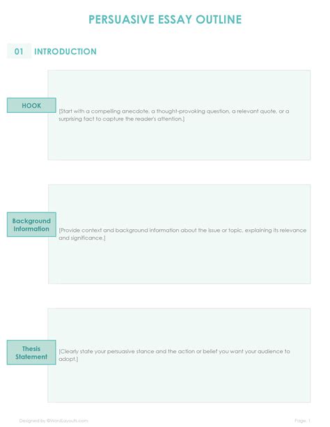 Free Persuasive Essay Outline Template Wordlayouts