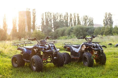 Off-road with Quad Bike or ATV and UTV Vehicles Stock Image - Image of ...