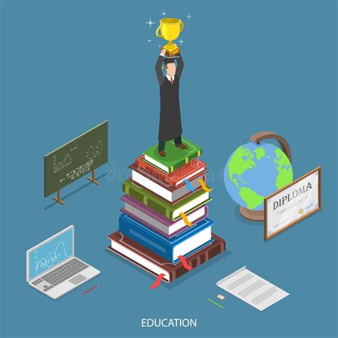 Flat D Isometric Education Infographic Concept Stock Illustration