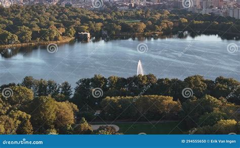 Jacqueline Kennedy Onassis Reservoir Sunrise Drone Stock Footage