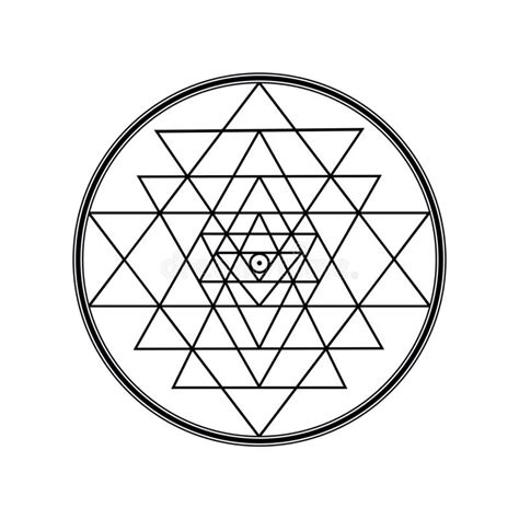 Sri Yantra Symbol Isolated On White Background Sacred Geometry Symbol