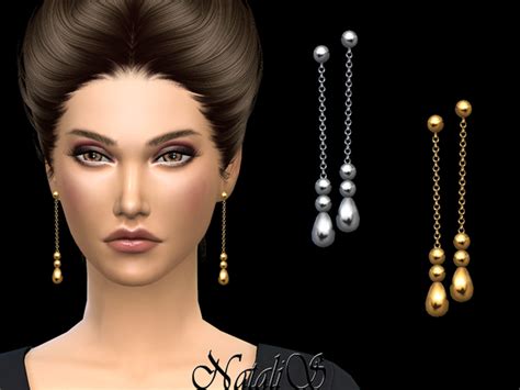 The Sims Resource Natalis Beaded Chain Drop Earrings