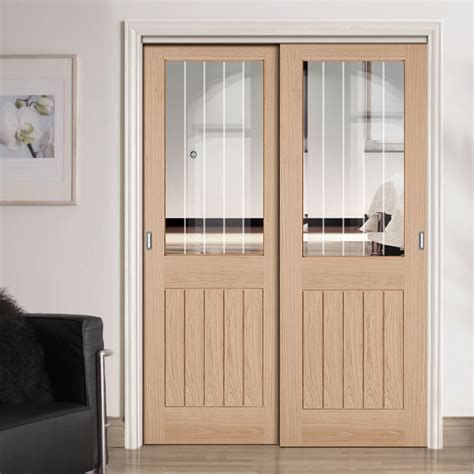 Pass Easi Two Sliding Doors And Frame Kit Belize Oak Door Silkscre