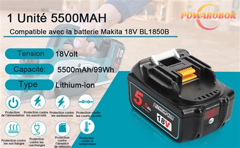 Powarobor Bl B V Ah Batterie De Remplacement Pour Outil Sans