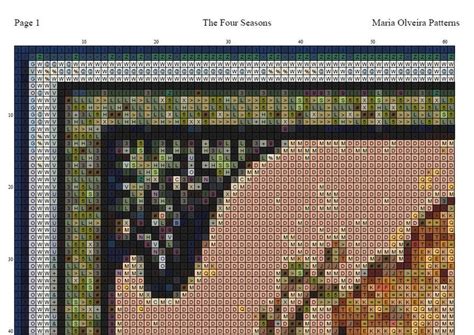 The Four Seasons Alphonse Mucha Pdf Cross Stitch Pattern Etsy