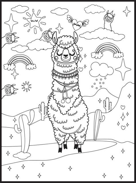 llamas para colorear para niños 16925089 Vector en Vecteezy