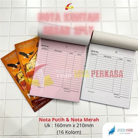 Jual Buku Nota Kontan 2 Ply NCR UKURAN BESAR 160mm X 210mm Excelindo