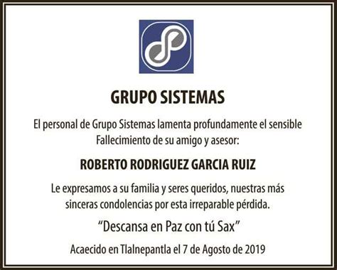 Se Or Roberto Rodr Guez Garc A Ru Z Obituario Esquela