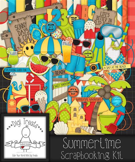 Summertime Digital Scrapbook Kit Summer Themed Scrapbook Etsy