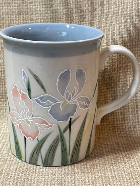 Vintage Otagiri Irish Flower Mug Pastel Colors Flower Iris Mug Mcm