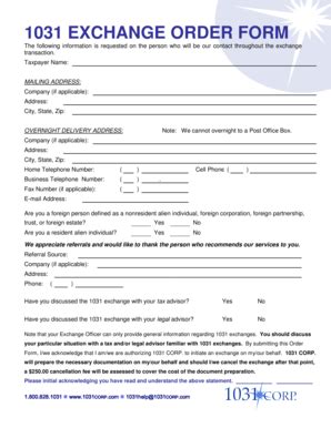 1031 Form - Fill Online, Printable, Fillable, Blank | pdfFiller