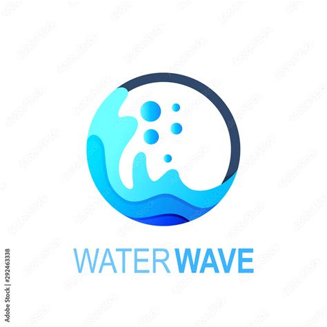 Wave Logo With Circle Design Illustration Ocean Logo And Water Icon