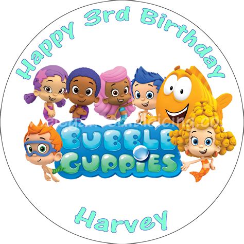 Bubble Guppies Edible Cake Topper Round Personalised Birthday Cake 0