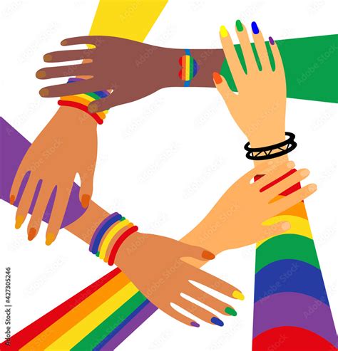 Lgbt Pride Month Holiday People Are Holding Hands Lgbtq Vector