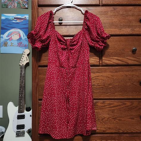 Adorable Cherry Red Coquette Polka Dot Dress Depop