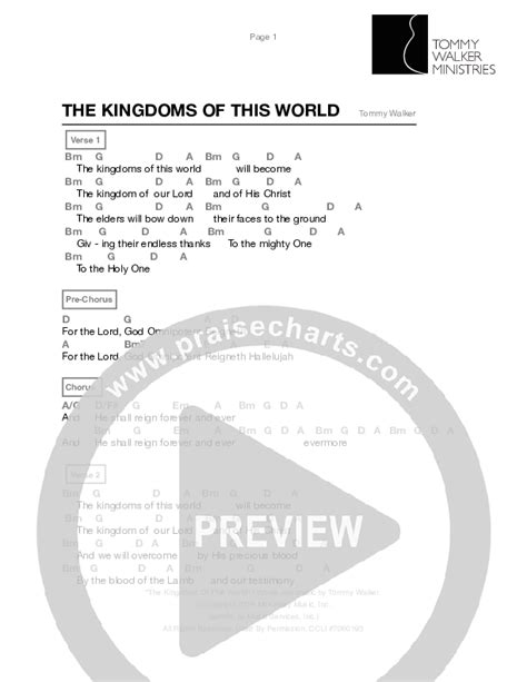 The Kingdoms Of This World Chords Pdf Tommy Walker Praisecharts