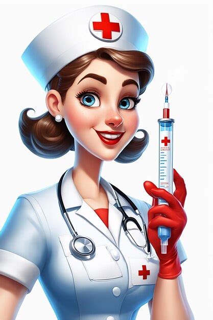 The Picture Shows A Cartoon Nurse With A Large Syringe The Nurse Is Wearing A Blue Dress And A