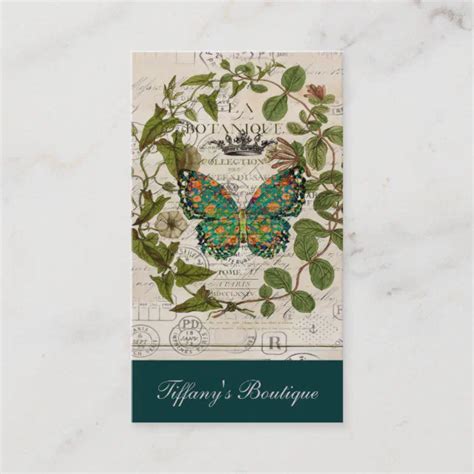 Bohemian Scripts French Botanical Butterfly Business Card Zazzle