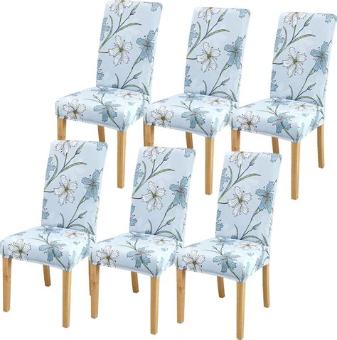 Besbesme Dining Chair Covers Set Of 6 Washable Spandex Parson Chair Slipcovers