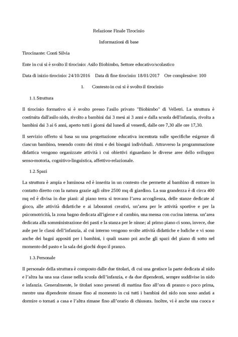 Relazione Finale Tirocinio Docsity Relazione Frasi Positive Scuola