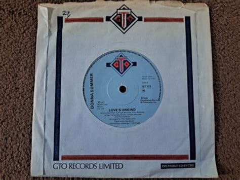 Donna Summer ‎ Love S Unkind 7 Record Vinyl Gto ‎ Gt 113 Uk 1977 Ebay