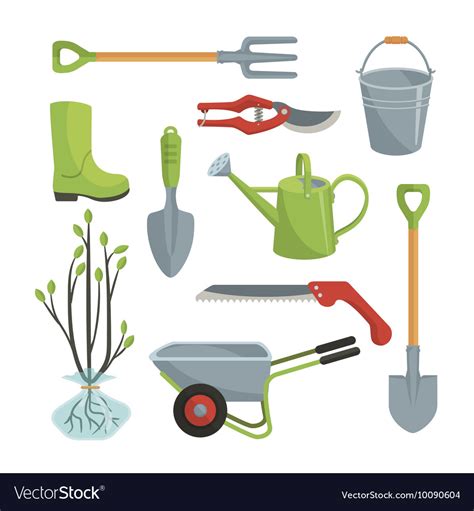 Set of various agricultural tools for garden care Vector Image