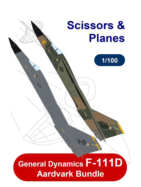 1/100 snp F-111D Aardvark Bundle Paper Model - EcardModels