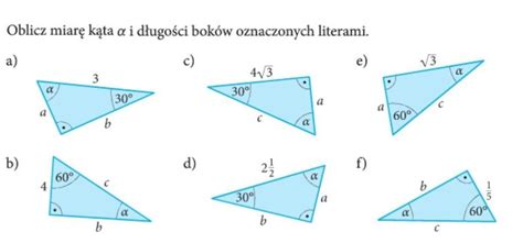 oblicz miarę kąta a i boków oznaczonych literami Brainly pl