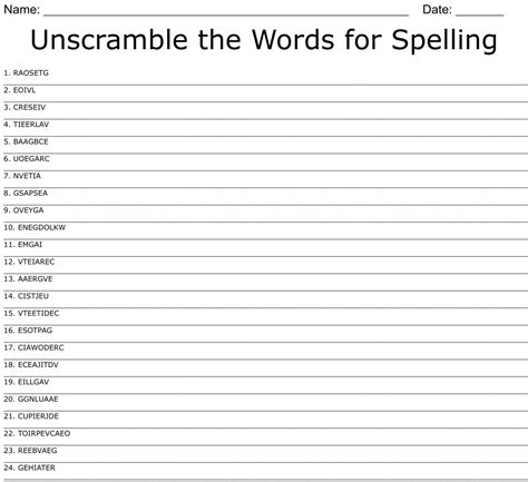 Unscramble The Words For Spelling Wordmint