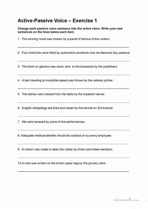 Active Vs Passive Voice Worksheet