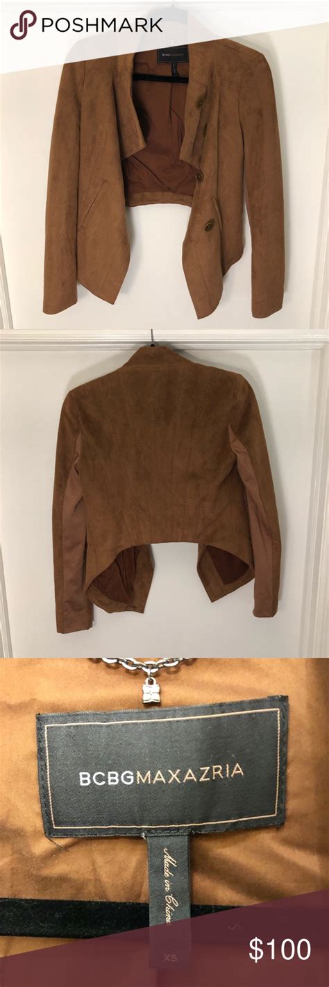 BCBG MaxAzria Brown Faux Suede Cropped Jacket Crop Jacket Jackets