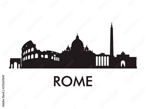 Rome Skyline Silhouette Vector Of Famous Places Stock Illustration