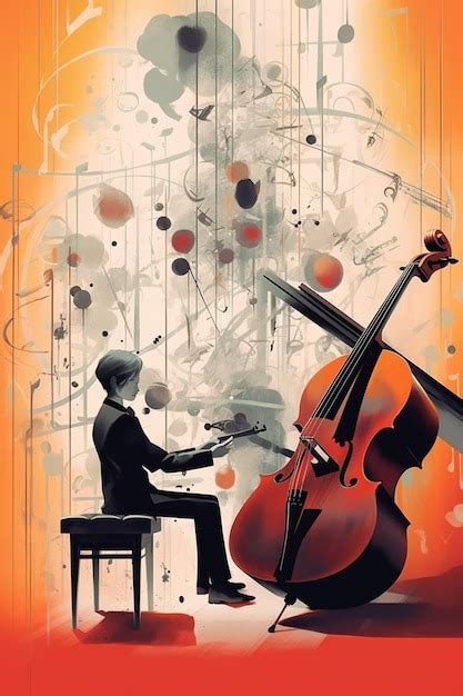 Premium Ai Image A Man Playing A Cello And A Cello