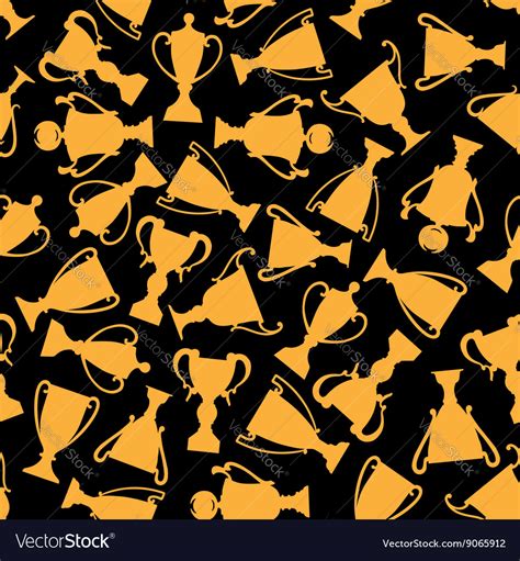 Seamless golden trophy cups pattern background Vector Image