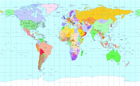 Mapa M Ndi Continentes Pa Ses Linhas Imagin Rias Mares E Oceanos