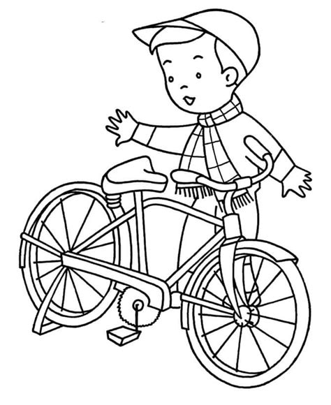 Un niño Montando Bicicleta para colorear imprimir e dibujar