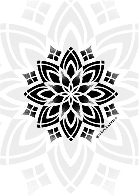 An Abstract Black And White Flower Design On A White Background With