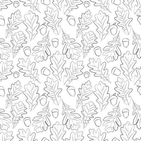 Premium Vector A Set Of Oak Leaves And Acorns Seamless Pattern