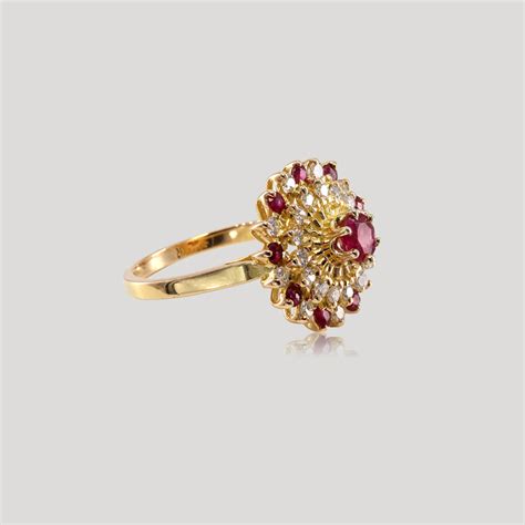 Aux Bijoux Anciens Bijouterie Bouchet Bague Fleur Rubis Et Diamants