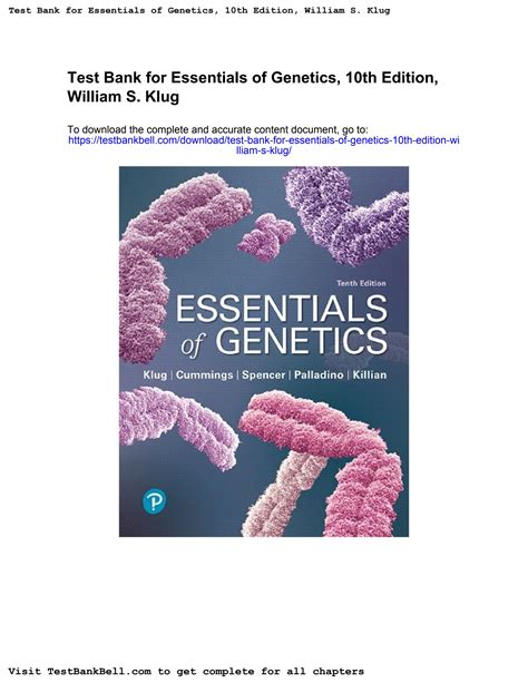 Test Bank For Essentials Of Genetics 10th Edition William S Klug By