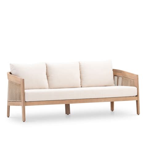 Sofa Jardin 3 Plazas Madera Y Cuerda Beige Padua Maisons Du Monde